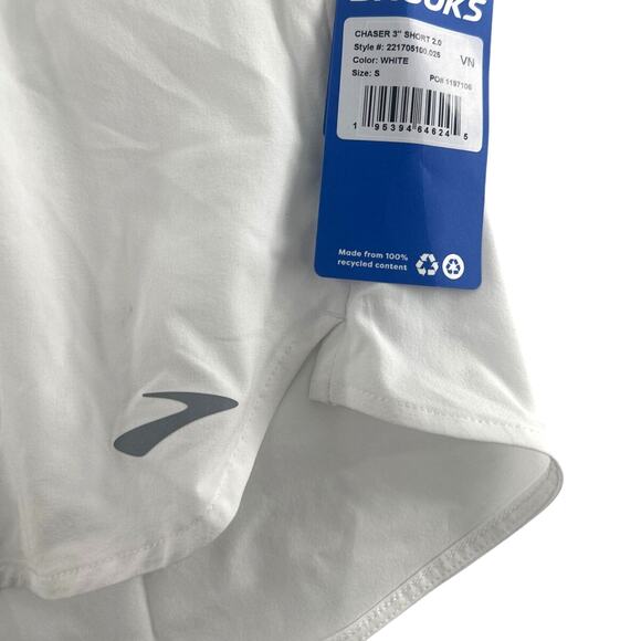 Brooks Women's White Chaser 2.0 Running 3" Shorts Size S - Picture 5 of 10